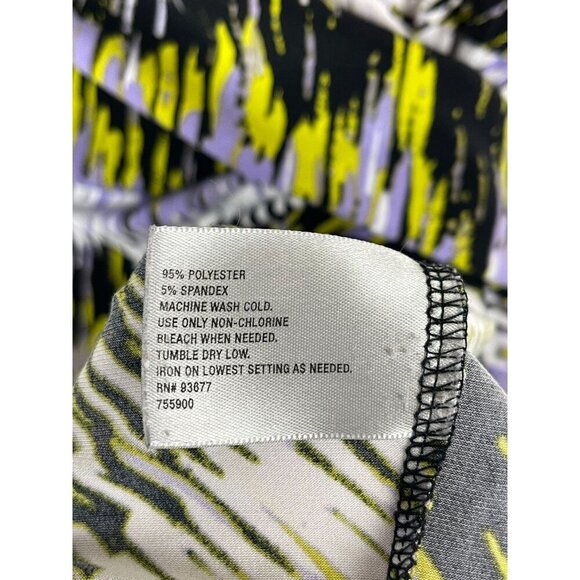 Worthington Womens Large Purple Black Yellow White ZigZag Elastic Short Sleeve - Picture 6 of 6